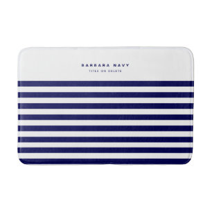 Nautical Stripe Navy Blue Trendy Stylish 8 Stripes Badmat
