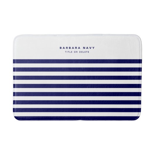Nautical Stripe Navy Blue Trendy Stylish 8 Stripes Badmat (Voorkant)