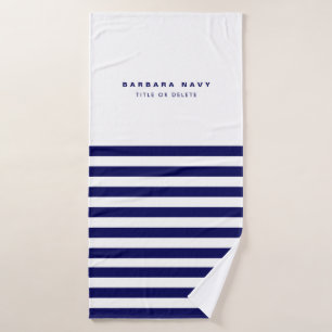 Nautical Stripe Navy Blue Trendy Stylish 9 Stripes Badhanddoek
