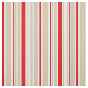 Nautical Stripe Rood Wit Grijs Beige Patroon Stof