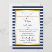 Nautical Stripe Rope Wedding Invitation Kaart (Voorkant)