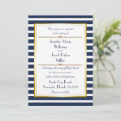Nautical Stripe Rope Wedding Invitation Kaart (Staand voorkant)