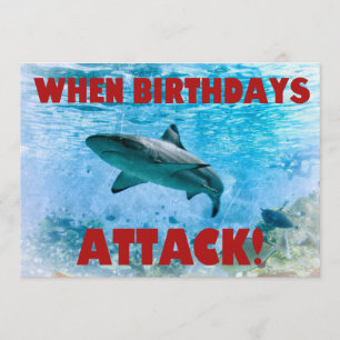  Nautical Stripe Shark Invitation Kaart