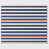 Nautical Stripe van Navy, Red en Cream Cadeaupapier (Vlak)