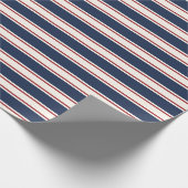 Nautical Stripe van Navy, Red en Cream Cadeaupapier (Hoek)