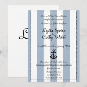 Nautical Stripe Wedding Announcement Edited Kaart (Voorkant / Achterkant)