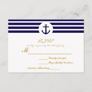 Nautical Striped Anchor RSVP Weddenkaart