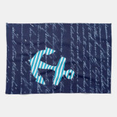 Nautical Striped blue anchor keukenhanddoek (Horizontaal)