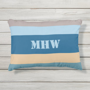 Nautical Stripes aangepaste monogram gooikussens Buitenkussen