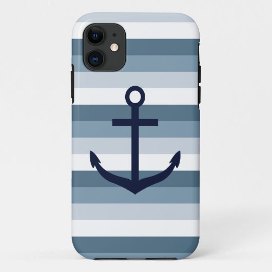 Nautical Stripes Anchor Case-Mate iPhone Case (Achterkant)