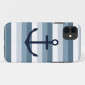 Nautical Stripes Anchor Case-Mate iPhone Case (Achterkant (horizontaal))
