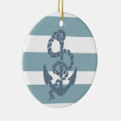Nautical Stripes Anchor Keramisch Ornament (Rechts)