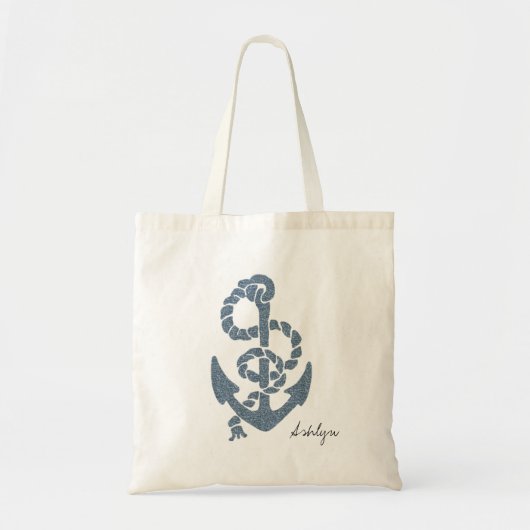 Nautical Stripes Anchor Tote Bag (Voorkant)