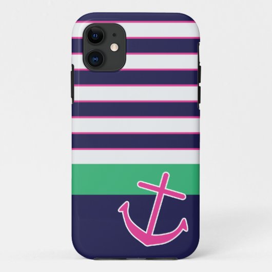 Nautical Stripes and Anchor iPhone 5 Hoesje (Achterkant)