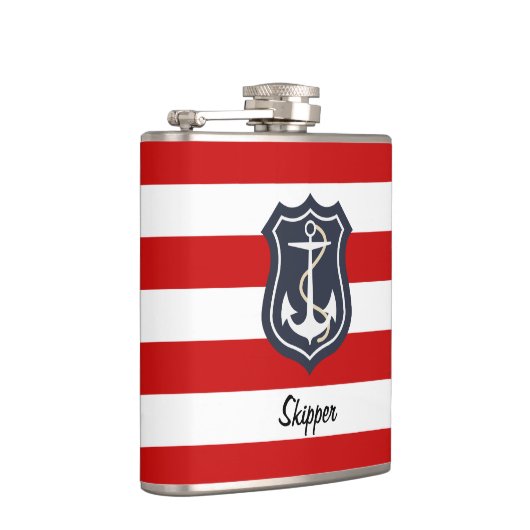 Nautical Stripes and Anchor with Monogram Heupfles (Rechts)