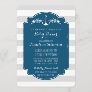  Nautical Stripes Baby Shower Invitaties Kaart