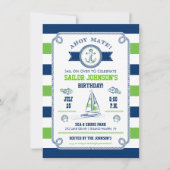 Nautical Stripes Birthday Invitation Kaart (Voorkant)