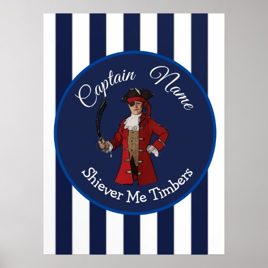 Nautical Stripes Boy Pirate Poster (Voorkant)