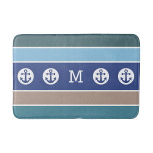 Nautical Stripes custom monogram badmatten