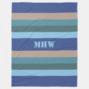 Nautical Stripes custom monogram fleece dekens