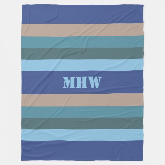 Nautical Stripes custom monogram fleece dekens (Voorkant)