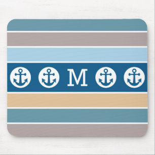 Nautical Stripes custom monogram mousepad Muismat
