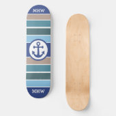 Nautical Stripes Custom monogram skateboards (Voorkant)