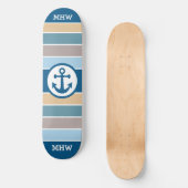 Nautical Stripes Custom monogram skateboards (Voorkant)