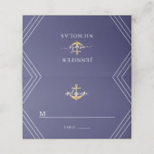 Nautical Stripes Gold Anchor Wedding Blue (Buitenkant ongevouwen)