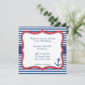 Nautical Stripes Invitation Kaart (Staand voorkant)