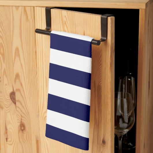 Nautical Stripes Navy Blauw en Wit Theedoek (Derde Gevouwen)