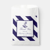 Nautical Stripes & Navy Blue Anchor Wedding Bedankzakje (Voorkant)