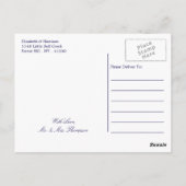Nautical Stripes & Navy Blue Anchor Wedding Briefkaart (Achterkant)