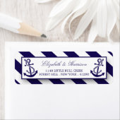 Nautical Stripes & Navy Blue Anchor Wedding Etiket (Insitu)