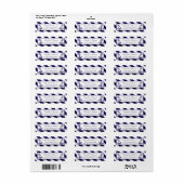 Nautical Stripes & Navy Blue Anchor Wedding Etiket (Full Sheet)
