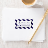 Nautical Stripes & Navy Blue Anchor Wedding Etiket (Insitu)