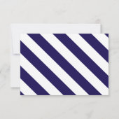 Nautical Stripes & Navy Blue Anchor Wedding RSVP Kaartje (Achterkant)