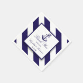 Nautical Stripes & Navy Blue Anchor Wedding Servet (Hoek)