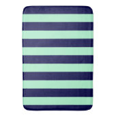 Nautical Stripes Navy Blue en Mint Green Badmat (Voorkant Verticaal)