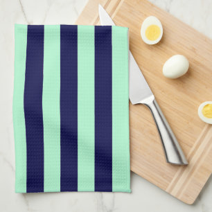 Nautical Stripes Navy Blue en Mint Green Theedoek
