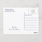Nautical Stripes & Navy Blue Ship Wedding Briefkaart (Achterkant)