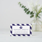 Nautical Stripes & Navy Blue Ship Wedding Informatiekaartje (Staand voorkant)