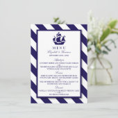 Nautical Stripes & Navy Blue Ship Wedding Menu (Staand voorkant)