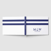 Nautical Stripes navy blue white anchor bruiloft Gastenboek (Volledig)