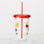 Nautical Stripes Navy Blue Yellow Red Whale White Acryl Drinkbeker (Rechts)