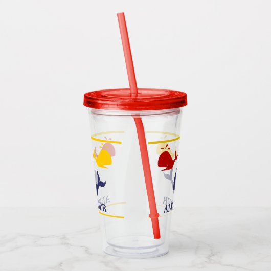 Nautical Stripes Navy Blue Yellow Red Whale White Acryl Drinkbeker (Links)