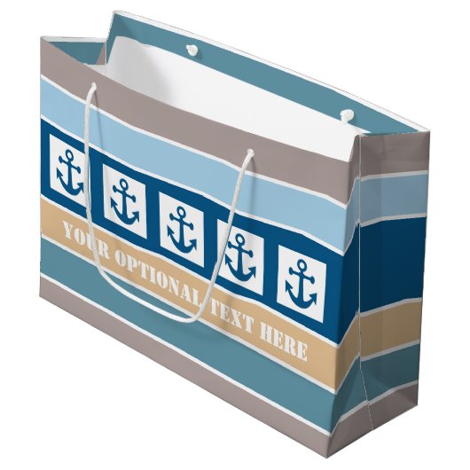 Nautical Stripes op maat geschenktas Large Cadeauzakje (Voorkant Gekanteld)