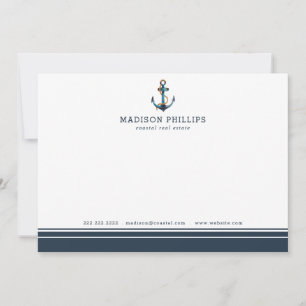 Nautical Stripes Personalized Real Estate Agent Notitiekaartje