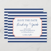 Nautical Stripes Save the Date (Voorkant / Achterkant)