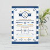 Nautical Stripes Wedding Invitation Kaart (Staand voorkant)